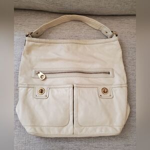 Marc by Marc Jacobs Cream Leather Turnlock Faridah Hobo Bag